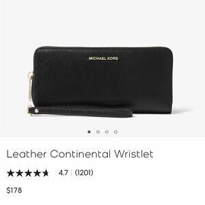 Michael Kors Leather Continental Wristlet in Black